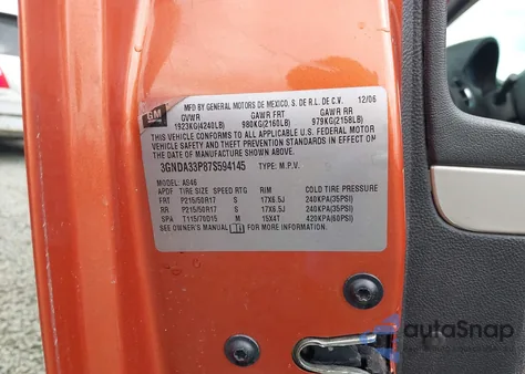 2007 Chevrolet Hhr Lt from USA, damaged, VIN 3GNDA33P87S594145